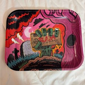 RAW Rolling Metal Tray, Multi-Coloured, pinks and red